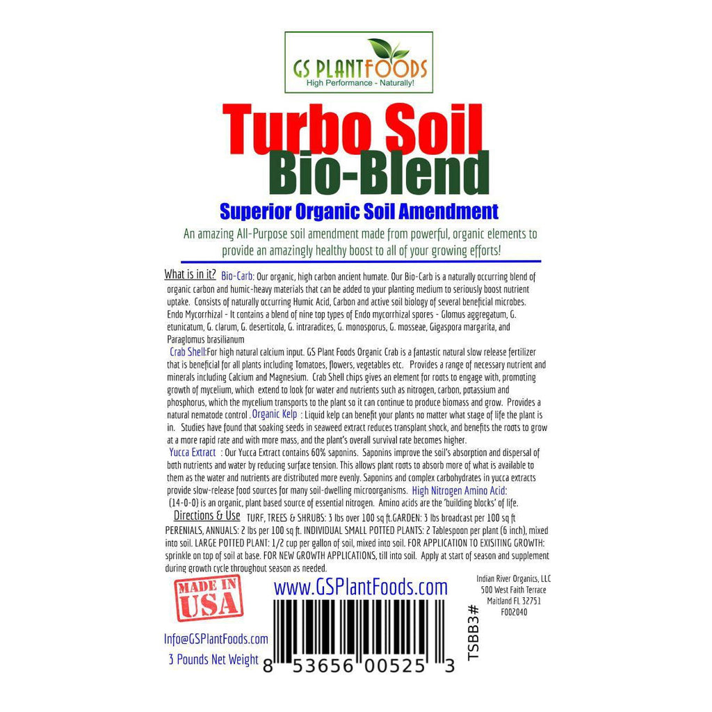 Turbo Soil Bio-Blend, Superior Organic Soil Amendment, 3 pound bag